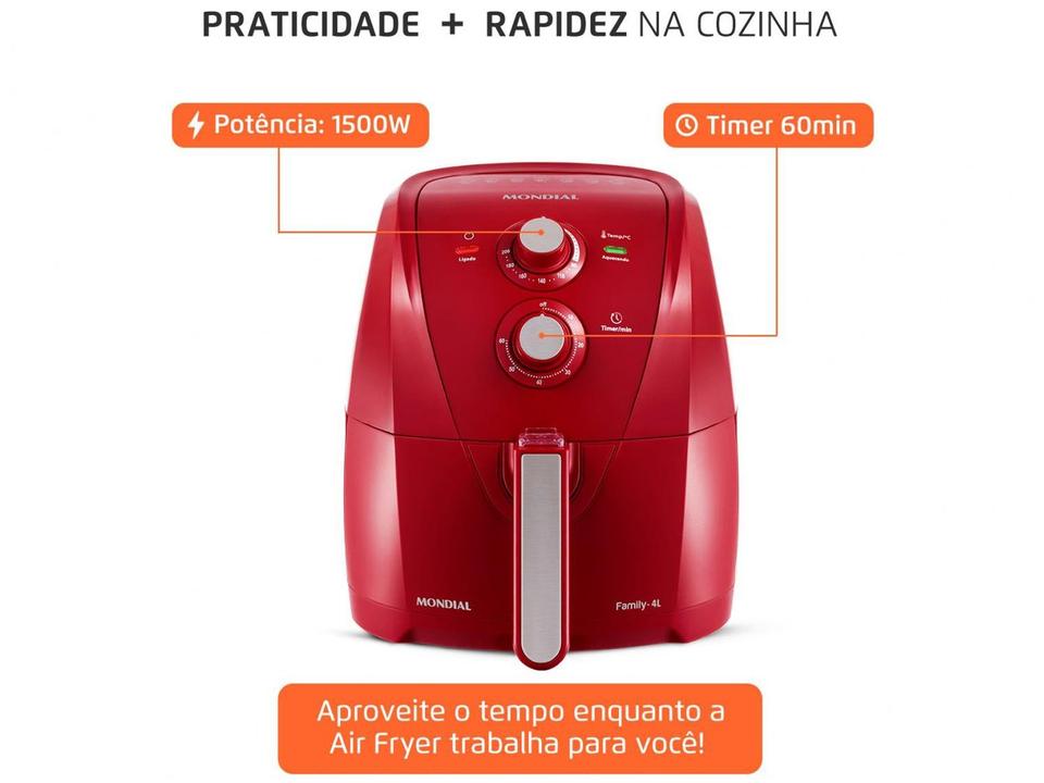 Air Fryer Mondial AFN40FR Vermelha 4L com Timer - 8