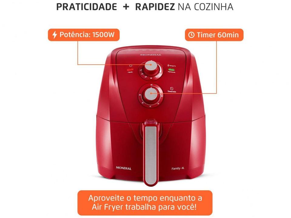 Air Fryer Mondial AFN40FR Vermelha 4L com Timer - 8