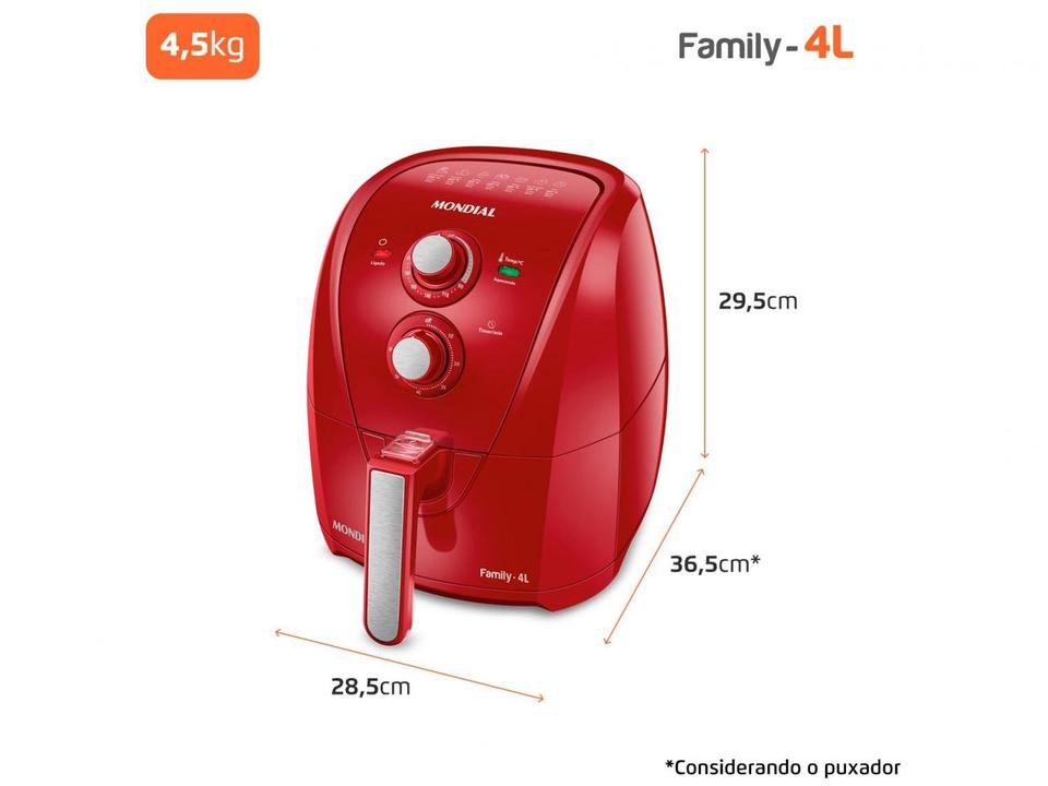 Air Fryer Mondial AFN40FR Vermelha 4L com Timer - 9