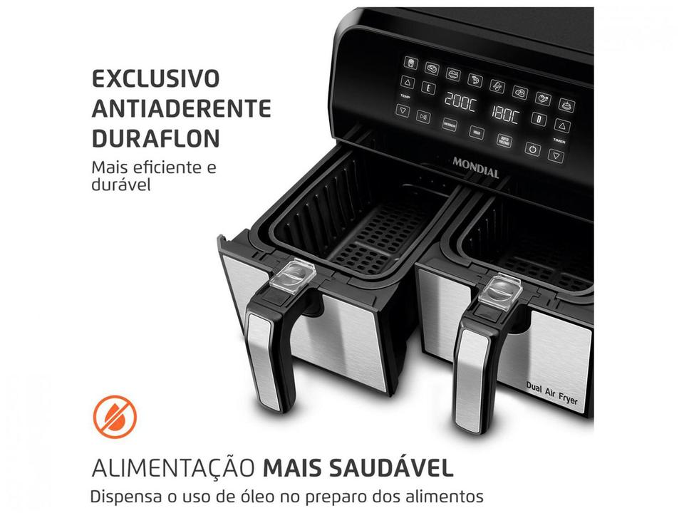 Air Fryer Mondial Dual Duplo Cesto Preta 8L com Timer AFD-01-BI - 8