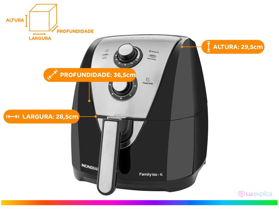 Air Fryer Mondial Family AFN-40-BI Preto e Inox 4L com Timer - 14