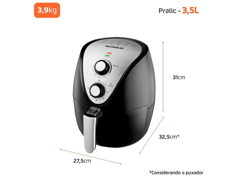 Air Fryer Mondial Family-IV AF-30I Preto e Inox 3,5L com Timer - 14