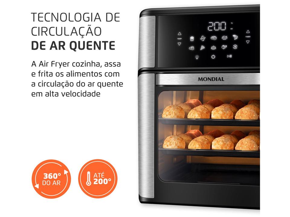 Air Fryer Mondial Forno Oven AFON-12L-BI Preto e Inox 12L - 5