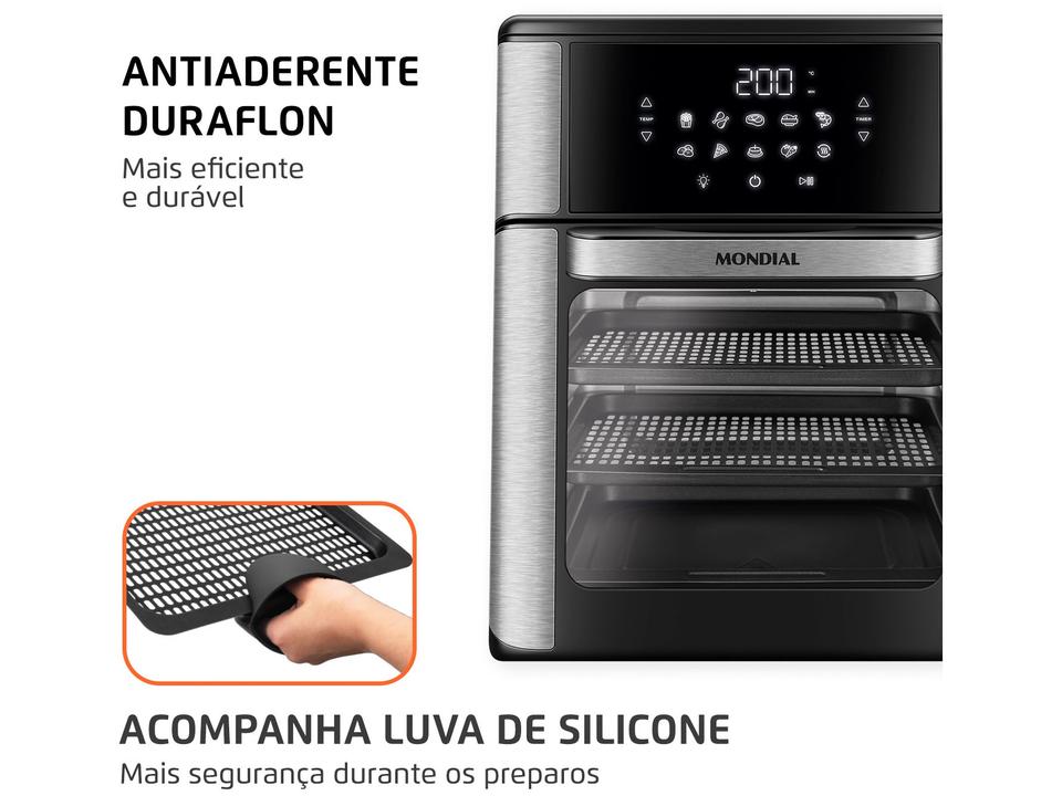 Air Fryer Mondial Forno Oven AFON-12L-BI Preto e Inox 12L - 4