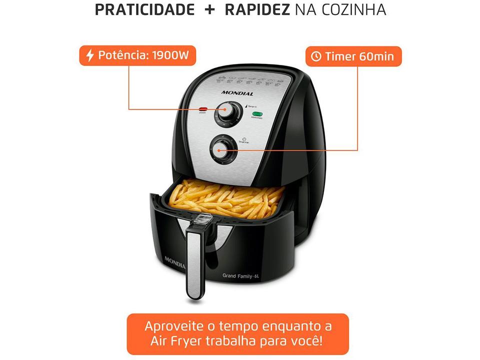 Air Fryer Mondial Grand Family AFN-60-BI Preta 6L - 8