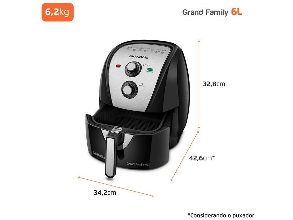 Air Fryer Mondial Grand Family AFN-60-BI Preto 6L - 9