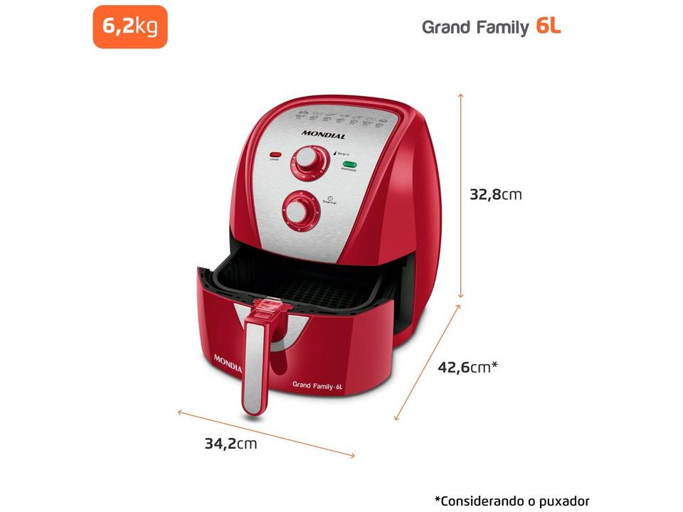 Air Fryer Mondial Grand Family AFN-60-RI Vermelha 6L - 8