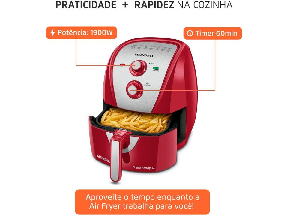 Air Fryer Mondial Grand Family AFN-60-RI Vermelha 6L - 7