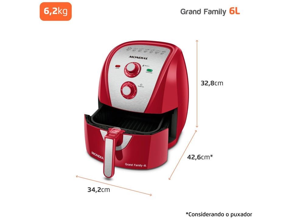 Air Fryer Mondial Grand Family AFN-60-RI Vermelha 6L - 8