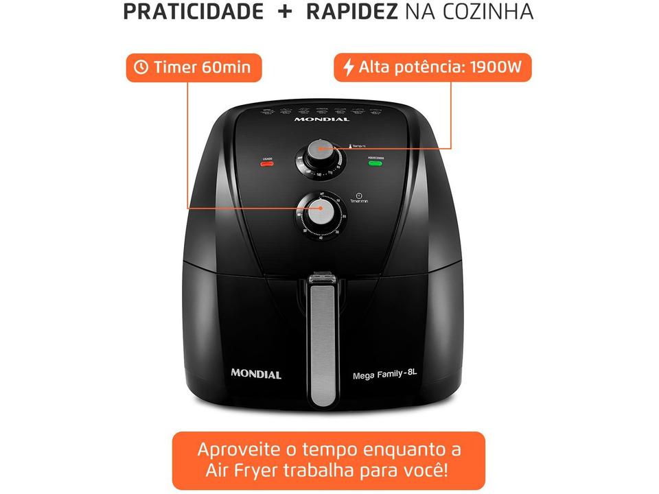 Air Fryer Mondial Mega Family AFN-80-FB Preto 8L - 9