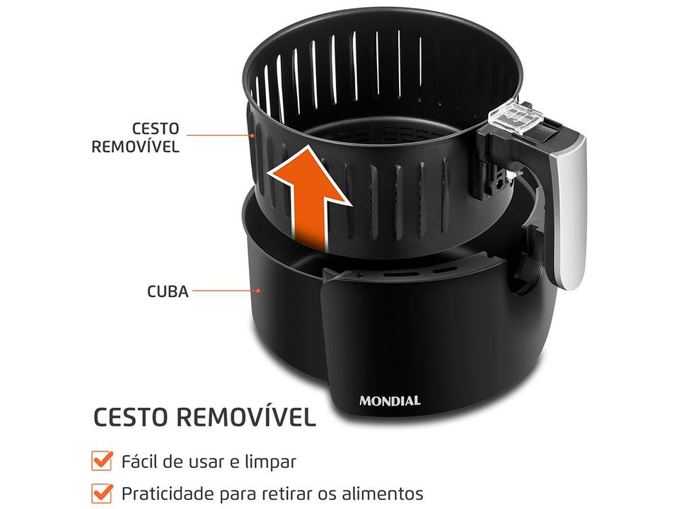 Air Fryer Mondial Pratic AF-30-I Preto e Inox 3,5L com Timer - 4