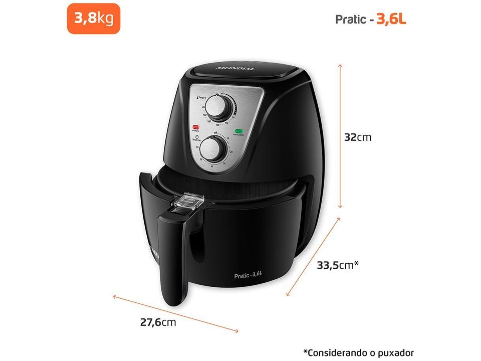 Air Fryer Mondial Pratic AF-36-BI Preta com Timer - 9