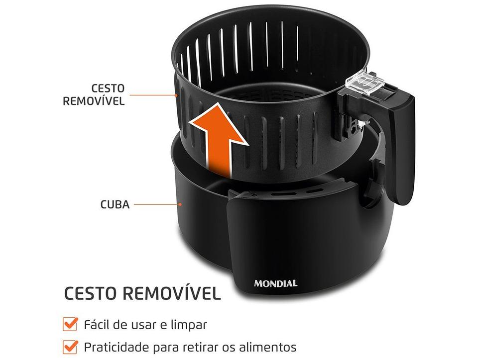 Air Fryer Mondial Pratic AF-36-BI Preta com Timer - 5