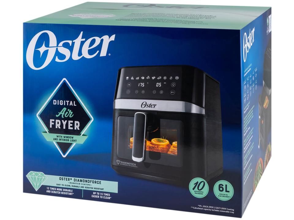 Air Fryer Oster DiamondTech CKSTAF60WDDF Preto e Prata com Timer 6L - 12