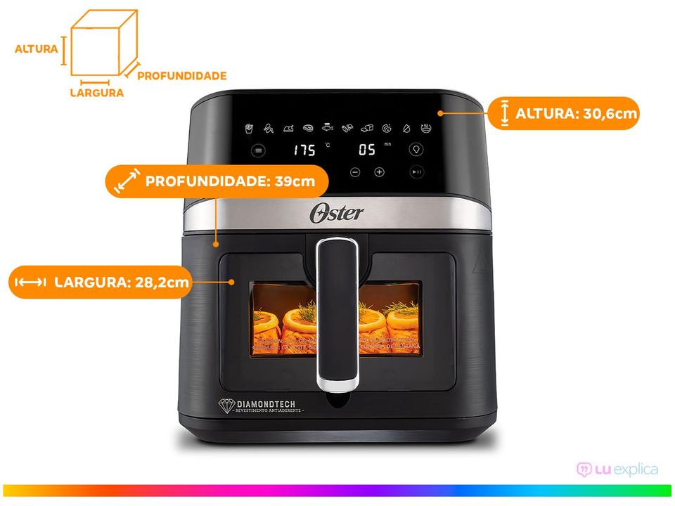 Air Fryer Oster DiamondTech Preto e Prata com Timer 6L - 9