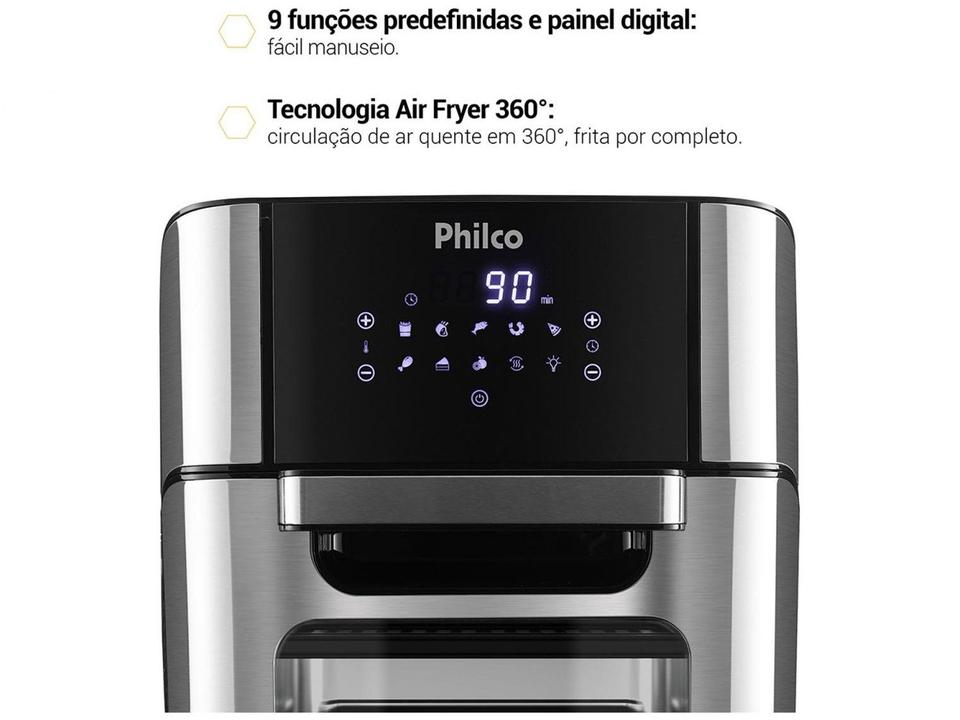 Air Fryer Philco Oven PFR2200P Preto 12L com Forno e Timer - 18