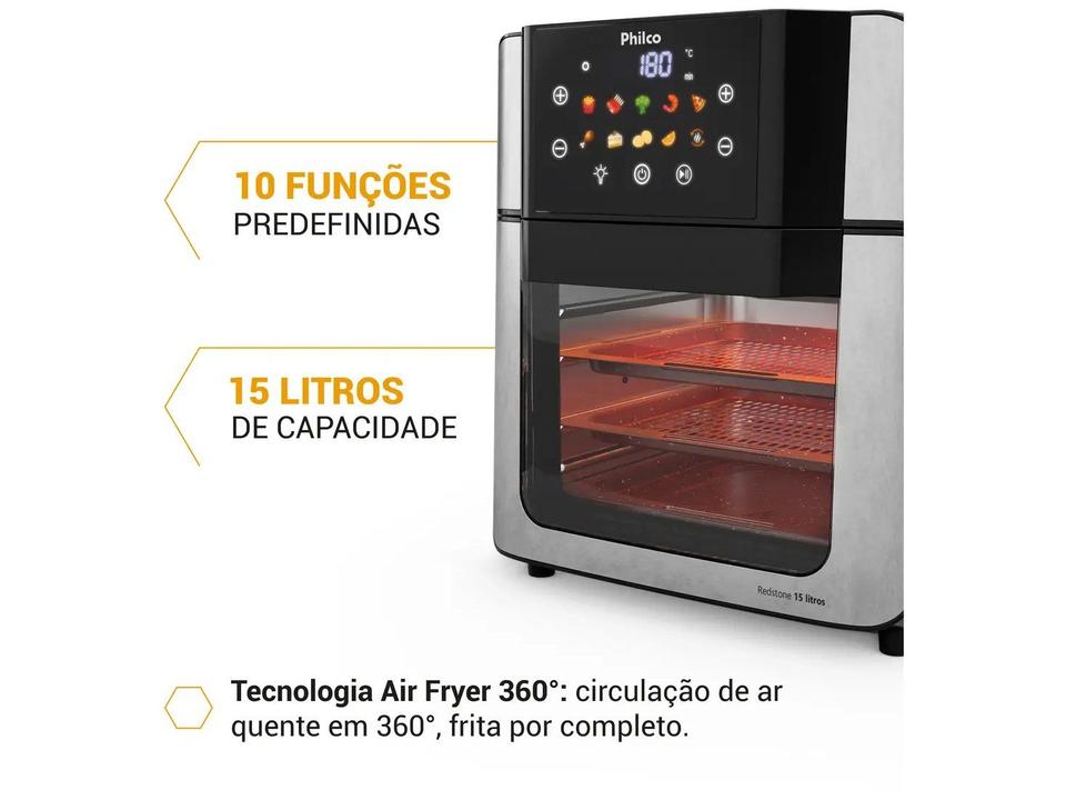 Air Fryer Philco Redstone PAF15A  Prata e Preto com Timer 15L - 13