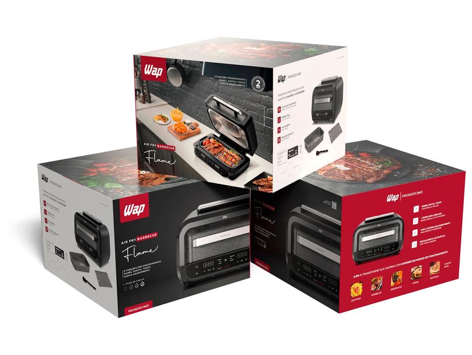 Air Fryer Wap Barbecue Flame 10L Digital Preta e Cinza FW012055 - 12