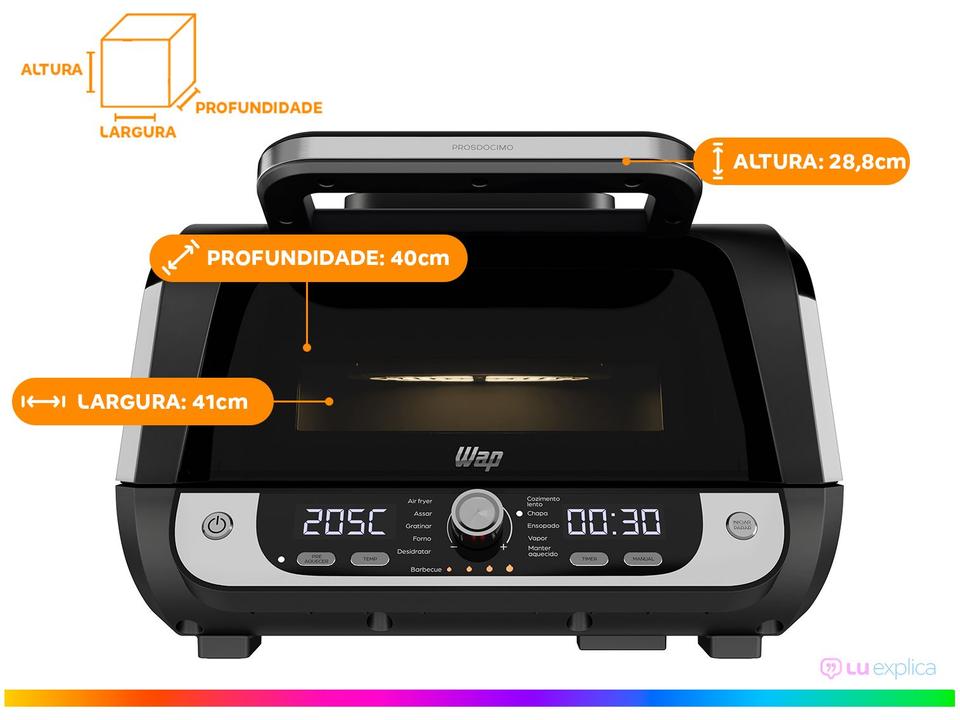 Air Fryer Wap Barbecue Preto e Cinza com Timer - 10