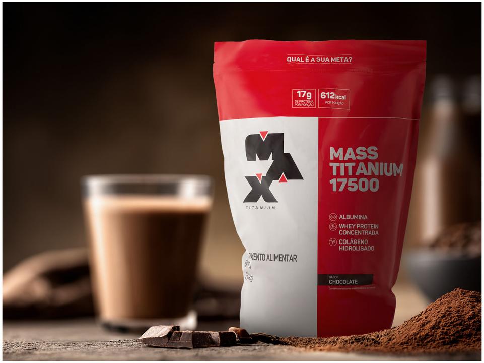 Albumina Max Titanium Mass Titanium 17500 em Pó 3kg Chocolate - 1