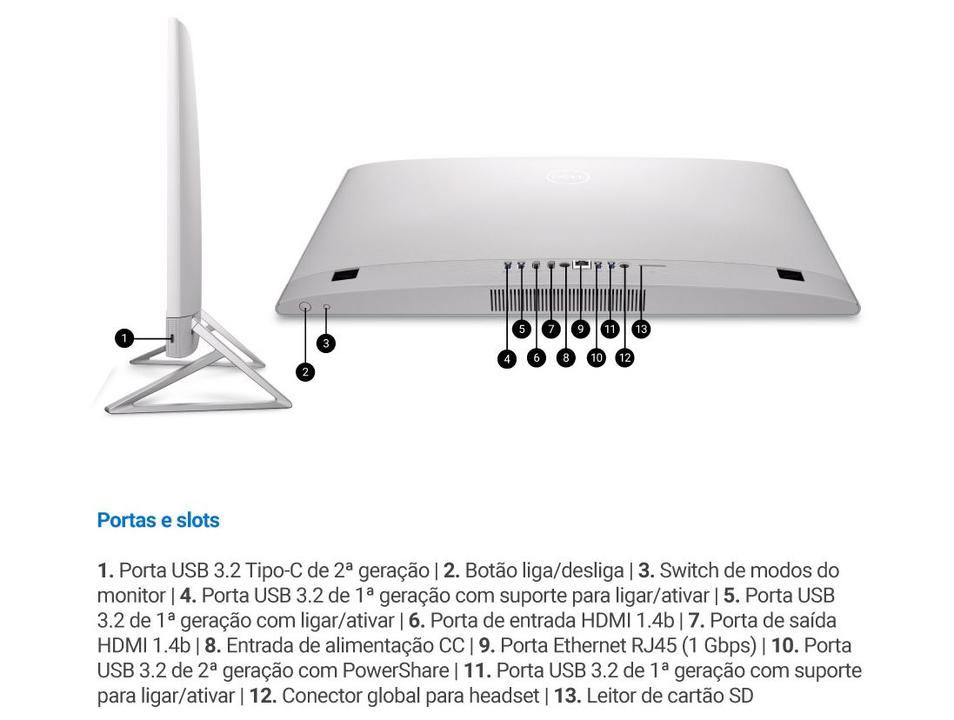 All in One Dell EC24250 AIO-i1303-A15 Intel Core i5 8GB RAM 1TB SSD 23,8" Full HD Windows 11 - 10