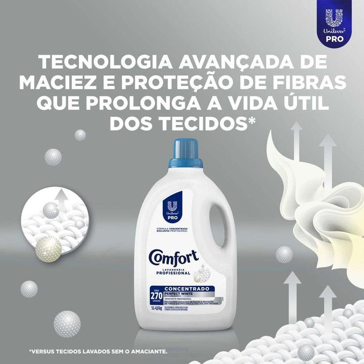 Amaciante Comfort Lavanderia Perfect White Concentrado Profissional 5L - 4