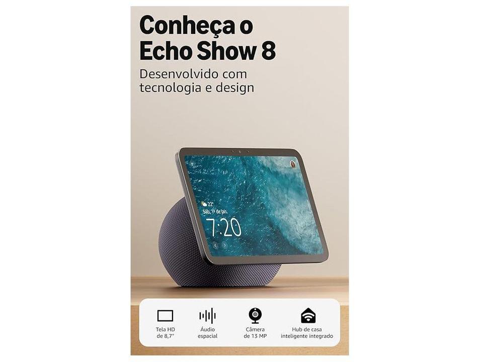 Amazon Echo Show 8 - Com novo design tela vibrante HD de 8,7" Áudio espacial e Alexa - Com acesso Alexa+ - 1