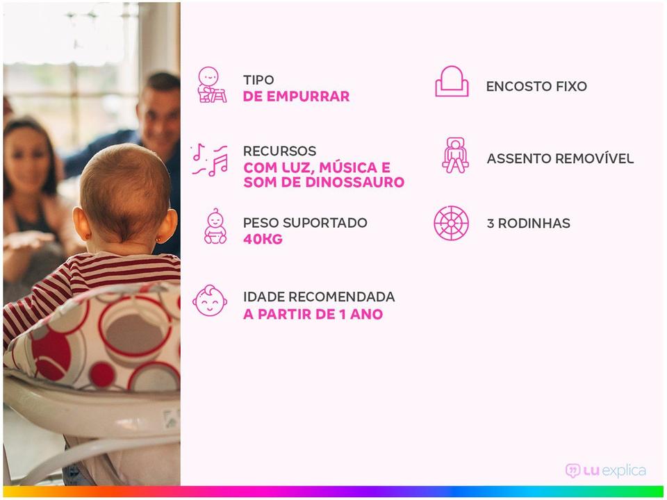 Andador Infantil Buba Baby Dino de Empurrar - 1