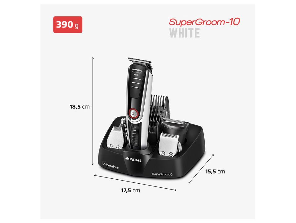 Aparador de Pelos Mondial Super Groom 10 BG-08 com Acessórios 78605-01 - 6