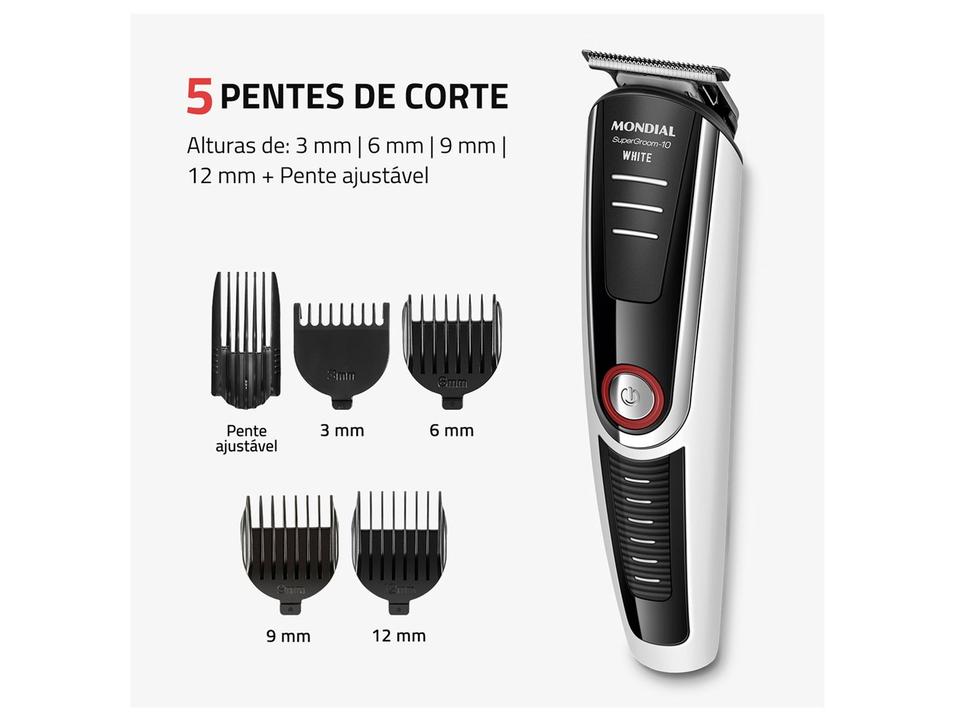 Aparador de Pelos Mondial Super Groom 10 BG-08 com Acessórios 78605-01 - 2