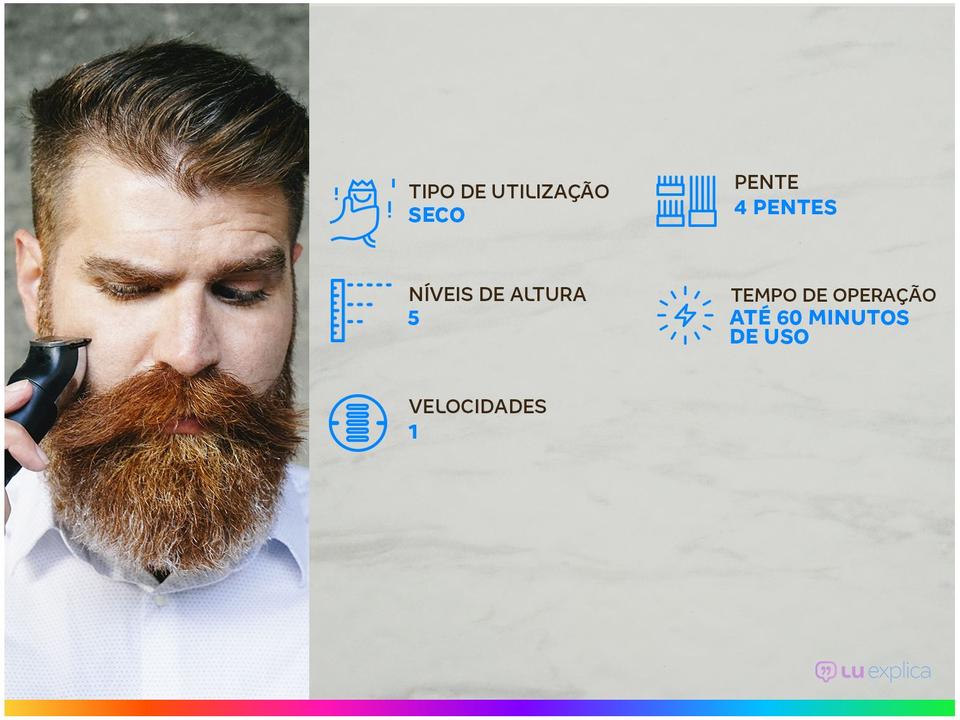 Aparador de Pelos Philips Multigroom 3000 MG3711/15 1 Velocidade com Acessório - 1