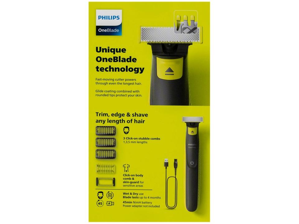 Aparador de Pelos Philips OneBlade QP2824/10 à Prova dágua 1 Velocidade 4 Pentes - 13