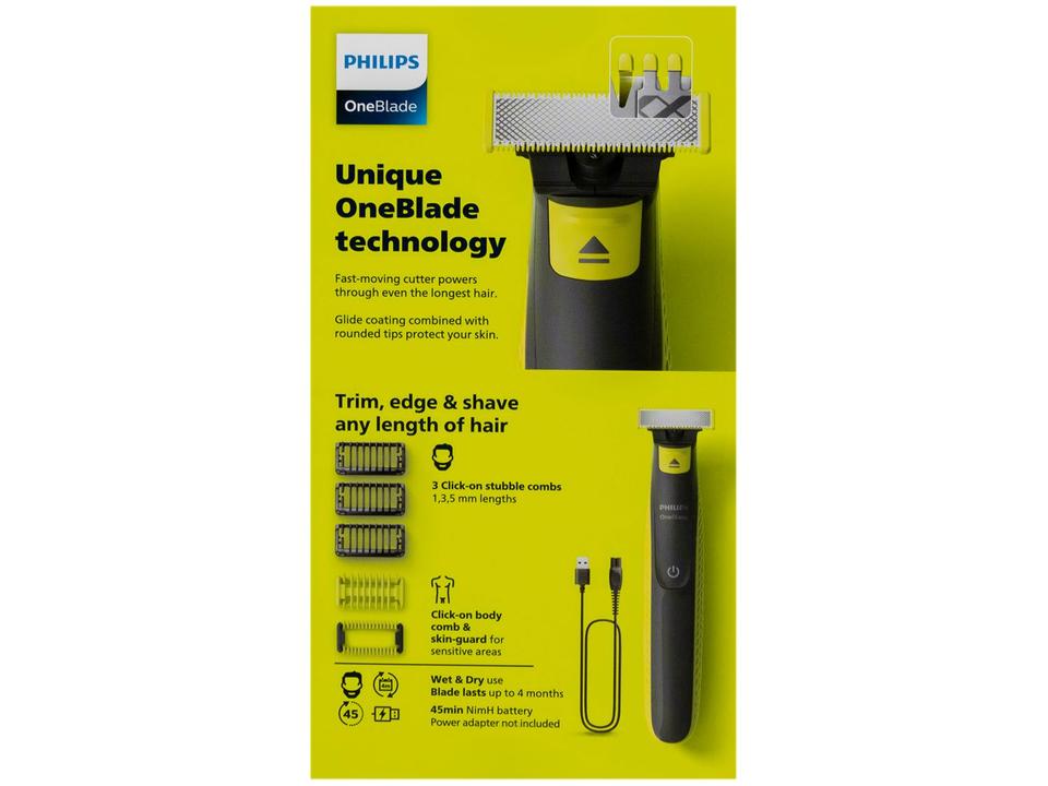 Aparador de Pelos Philips OneBlade QP2824/10 à Prova dágua 1 Velocidade 4 Pentes - 13