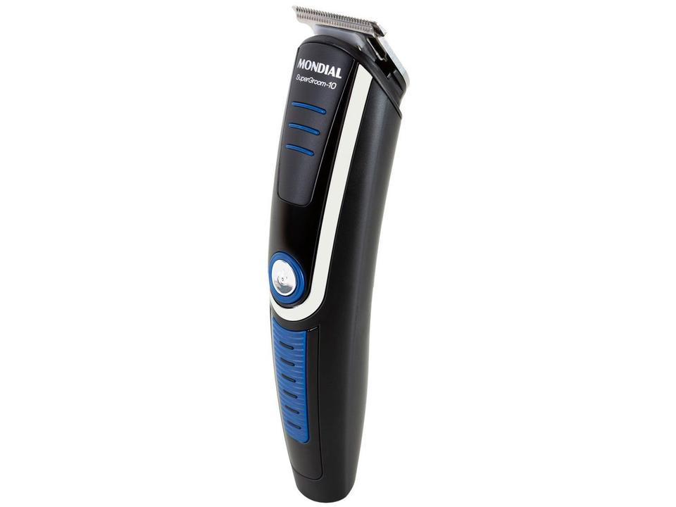 Aparador de Pelos Super Groom 10 BG-03 Mondial 6W Bivolt Preto e Azul - 15