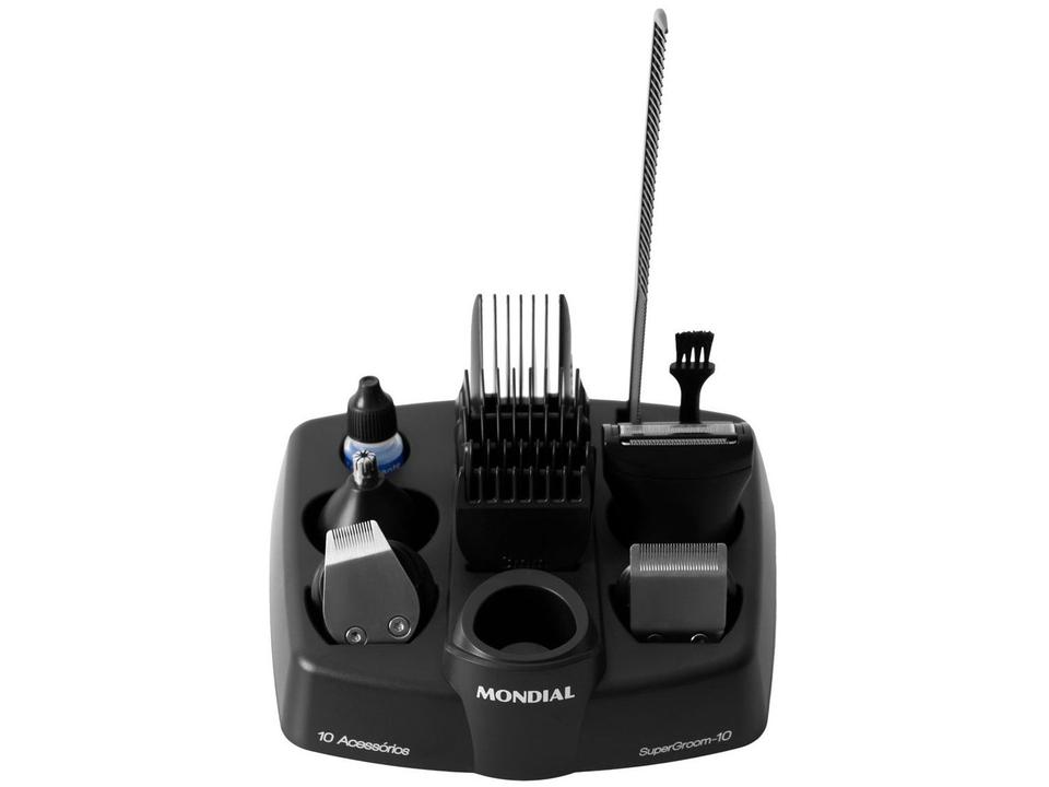 Aparador de Pelos Super Groom 10 BG-03 Mondial 6W Bivolt Preto e Azul - 11