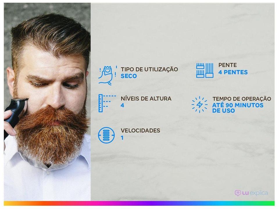 Aparador de Pelos Super Groom 10 BG-03 Mondial 6W Bivolt Preto e Azul - 1