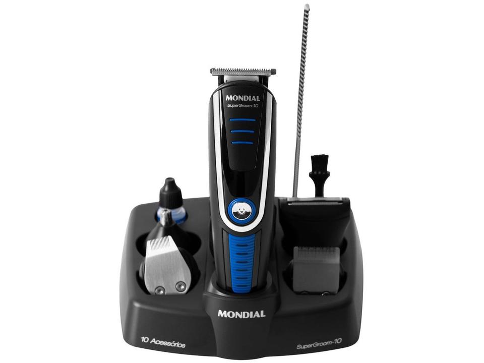 Aparador de Pelos Super Groom 10 BG-03 Mondial 6W Bivolt Preto e Azul - 9