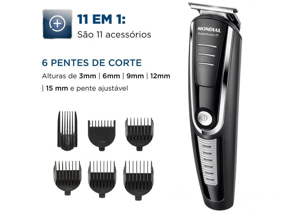 Aparador de Pelos Super Groom 11 BG-05 Mondial 6W Bivolt Preto e Prata - 2
