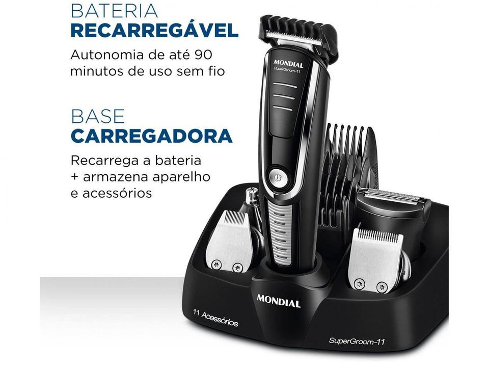 Aparador de Pelos Super Groom 11 BG-05 Mondial 6W Bivolt Preto e Prata - 4