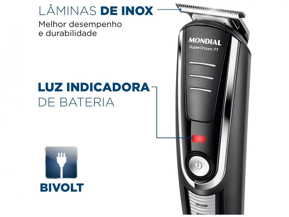 Aparador de Pelos Super Groom 11 BG-05 Mondial 6W Bivolt Preto e Prata - 5