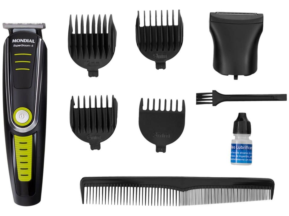Aparador de Pelos Super Groom 6 BG-04 Mondial 6W Bivolt Preto e Verde - 13