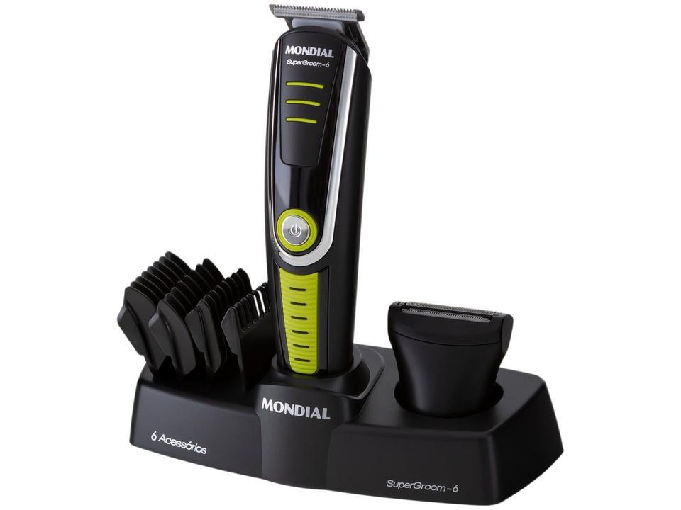 Aparador de Pelos Super Groom 6 BG-04 Mondial 6W Bivolt Preto e Verde - 7