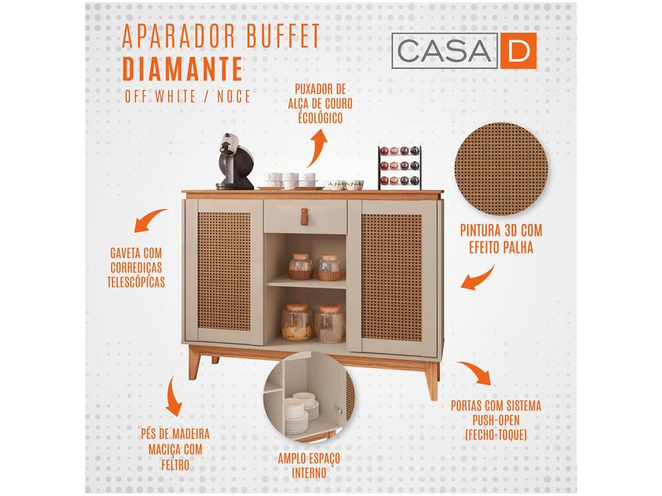 Aparador Retrô 2 Portas 1 Gaveta Casa D Diamante - 4