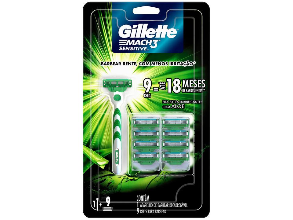Aparelho de Barbear Recarregável Gillette Sensitive Mach 3 9 Cargas - 7