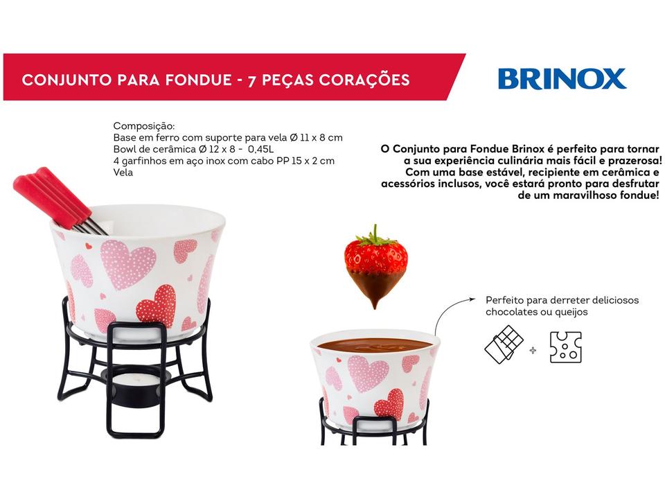 Aparelho de Fondue de Cerâmica Brinox Corações - 3