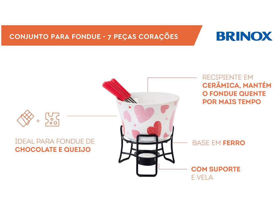 Aparelho de Fondue de Cerâmica Brinox Corações - 2