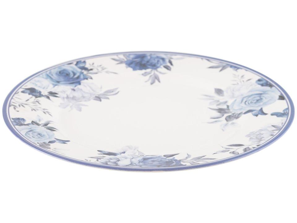 Aparelho de Jantar 12 Peças Alleanza Cerâmica Branco e Azul Redondo Antique - 6