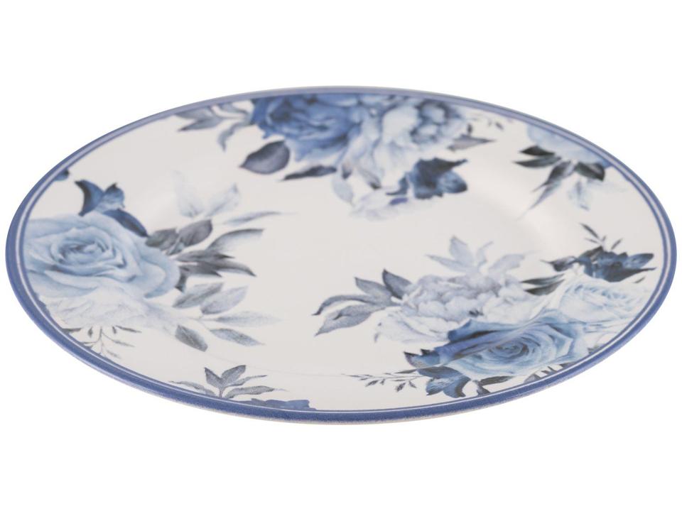 Aparelho de Jantar 12 Peças Alleanza Cerâmica Branco e Azul Redondo Antique - 3