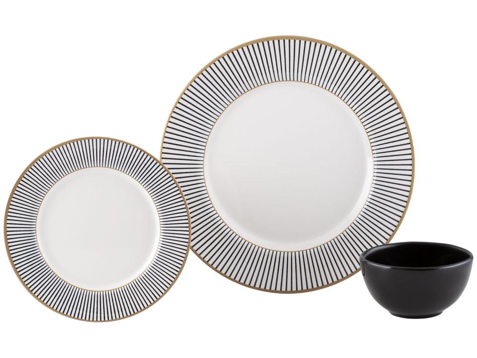 Aparelho de Jantar 12 Peças Alleanza Cerâmica Branco e Preto Redondo Ritz - 2