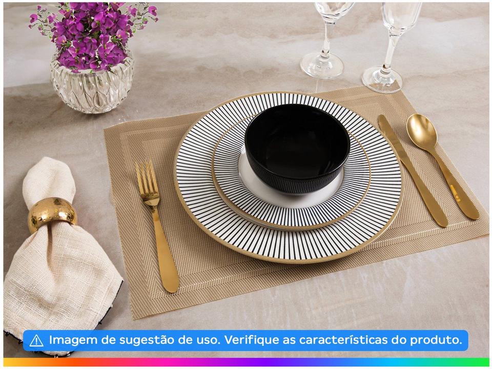 Aparelho de Jantar 12 Peças Alleanza Cerâmica Branco e Preto Redondo Ritz - 1